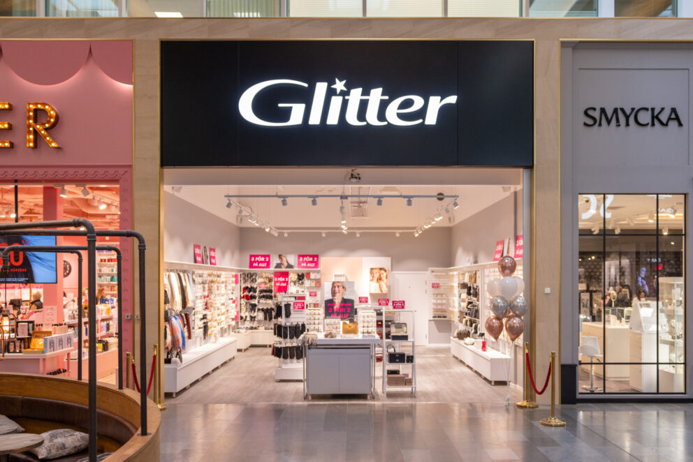 Smyckesbutiken Glitter store front i Kongahälla Center