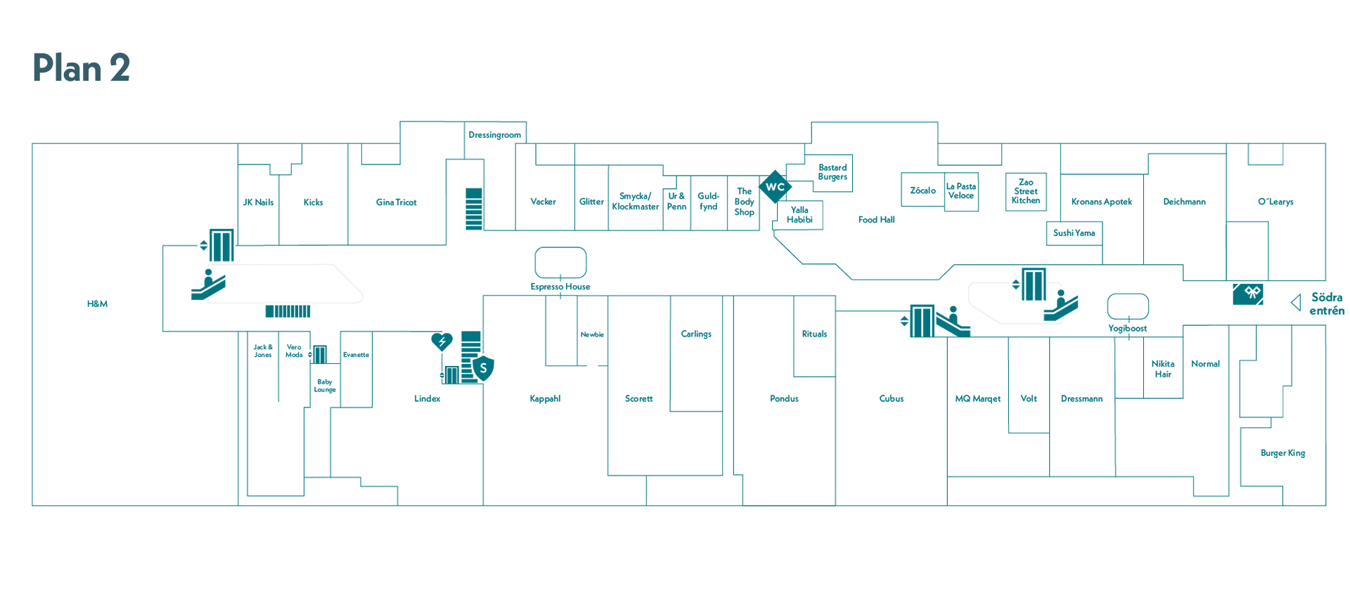 Planskiss över Kongahälla Center, plan 2