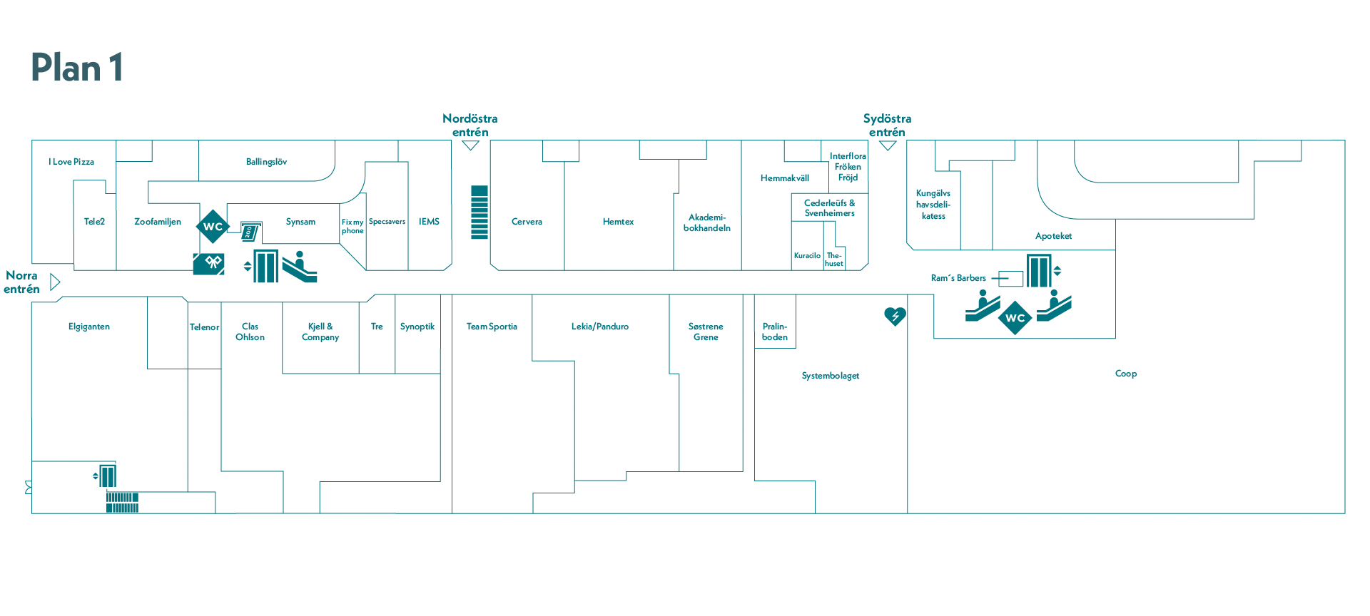 Planskiss över Kongahälla Center, Plan 1